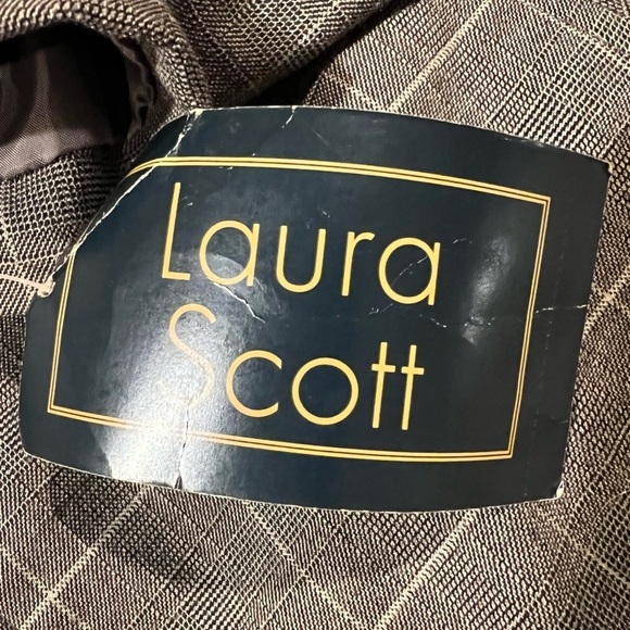 Two Piece Skirt Suit Lined Brown Striped Pockets Jacket 16 And Skirt 18 - Picture 10 of 14